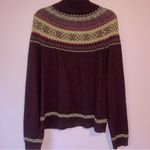 Evan Picone VTG Angora Blend Fair Isle Sweater XL Purple Knit Photo 4