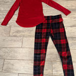 Cuddl Duds Climate Right  Pajama Set Small Thumbholes Holiday Plaid Velour Pants Photo 0