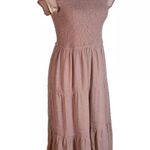 By the River - SMOCKED TIERED MIDI DRESS blush size L Photo 6