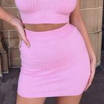 Meshki NWT  CeCe Pink Ribbed Knit Mini Skirt, size M Barbiecore boho Y2K ballet Photo 2
