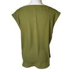 J.Crew NEW  Olive Green V-Neck Sleeveless Blouse Medium | Boxy Relaxed Draped Top Photo 2