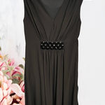 Nina 🍁VTG Black V-Neck Embellished Knee-Length Dress Photo 0