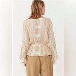 Free People  Antique Combo Rosalie Ruffle Long Sleeve Pullover Wrap Top Size S Photo 1