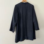 Habitat  Navy Linen Blend Textured Button Front Coat Lagenlook Jacket Large Photo 4