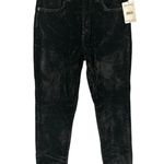 Free People  Stella Black Velvet High-Rise Skinny Jeans size 28 NWT Photo 2