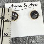 Anna & Ava  Dark Gray Rhinestone Stud Earrings Fashion Gold Tone Photo 7