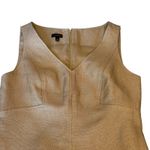 Talbots  Sleeveless V-Neck‎ Dress Size 4 Beige Gold Metallic Linen Blend Career Photo 3