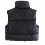 Crop Vest Lightweight Sleeveless Outerwear Puffer Vest, Size S Black Photo 1