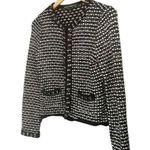 White House | Black Market WHBM Tweed Knit Cardigan Black & White Sweater Blazer Jewel Trim Size Small Photo 5