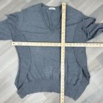 ZARA Ruffle Trim Sides V Neck Sweater Grey Medium Dolman Sleeve Photo 13