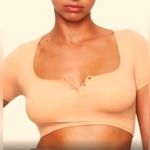 SKIMS NWT  3/4 Button Down Henley Short Sleeve Crop Top Ochre Color Size 4X Photo 0