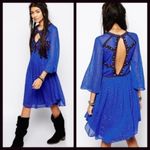 Free People  All You Need Dress S NWOT Embroidered Chiffon Cut-Out Bell Sleeves Photo 6