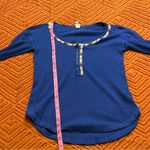 Free People Royal Blue Waffle Knit Thermal Long Sleeve Boho Distressed Size XS Photo 6