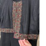 Vintage Carole Little Dress Womens Dress Linen Embroidery Black Size 8 Photo 3
