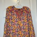 Signature Studio  Pink/Mustard Floral Print Peasant Style Dress size L Photo 5