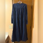 Jenni Kayne  Navy Long Sleeve Button Front Midi Cotton Linen Dress Photo 4