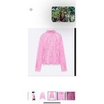 ZARA Pink Floral Lace Open Work Button Down Eyelash Hem Unlined Layering Shirt M Photo 4