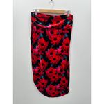 Bar III Womens Red Floral Midi Velvet Skirt Size M Holiday Party Event Stretch Photo 1