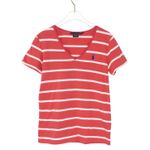 Ralph Lauren Vintage  Red & White Striped V-Neck Short Sleeve T-Shirt Top Small Photo 1