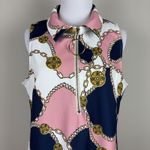Boston Proper Dress Medium Equestrian Chain Print Short 1/4 Zip Sporty Mod Tunic Photo 2