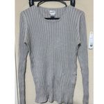 Jacqueline Ferrar  100% Silk Sweater grey ribbed womens Large Tall long sleeve Photo 0