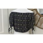 Free People ‎ Dark Boho Whimsy Magic Off Shoulder Peasant Blouse Cropped Sz XS Photo 1