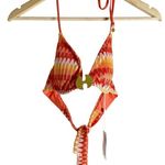 Trina Turk  Sunray Crochet Orange Two Piece Halter Tie Bikini Swimsuit Set Photo 4