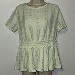 Cato  Eyelet Peplum Ruffle Short Sleeve Top Blouse Top Mint Green Women’s Medium Photo 0