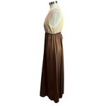 70s Vintage Grecian Two Tone Nylon Night Slip Dress Size Large Brown Photo 1