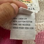 Talbots Vintage Hearts  Hand‎ Knit Sweater Size Small Pink Red Linen Cotton Photo 5