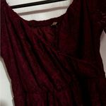 Short sleeve mermaid style evening gown in Burgundy Red Photo 3