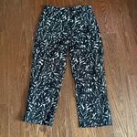 TALBOTS Cropped Dress Pants Sz 8 Black & White Leaves Side Zip Photo 0