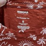 Sonoma  Brown Embroidered Sunshine State of Mind Short Sleeve Shirt Size Small Photo 4