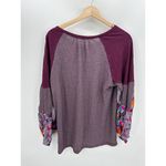 Umgee  Top Women Purple Floral Thermal Long Sleeve Boho Size Medium Raglan Photo 1