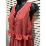 Motherhood Maternity Coral Chiffon Ruffle Lace Tassel Lined Medium Sleeveless Photo 2