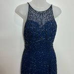 Andretta Donatello Cobalt Blue Vintage Beaded 100% Silk Gown Prom size small Photo 1