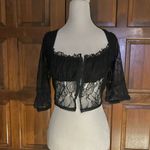 Urban Outfitters UO Jacqueline Lace Cropped Top Black Size Medium Sheer Photo 1