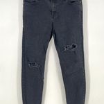 Free People  Womens Black Shark Bite Raw Hem Distressed Stretch Skinny Jeans 31 Photo 0