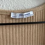 ZARA  Trafaluc Statem Button Neutral Rounded Neckline Y2K 90s Trendy Top US Small Photo 1