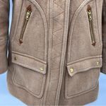 J.Crew Italian Stadium Cloth Nello Cori Tan Coat with Faux Fur Trim-Size 00 Photo 2