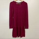 RDI  Women’s Long Sleeve Ruffle Bottom Dress Maroon Size Small NWT Photo 0