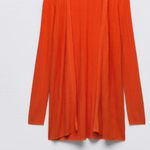 ZARA NWT  Lightweight Pleated Open Front Cardigan Orange Small Photo 3