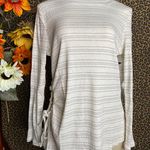 Doe & Rae ✅3/$30✅NWT  Cream Striped Long Sleeve Side Ruched & Tie Top | LARGE | Photo 1