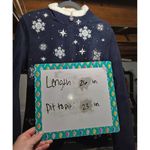 Croft & Barrow Womens M 23x26 Navy Fleece Snowflake Zip-Up Jacket Sherpa Holiday Photo 5