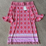 NWT Cabana Life Coral Geo Coverluxe Smocked Off Photo 2