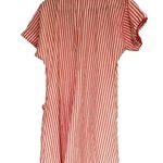 TROVATA Birds of Paradis Coral Stripe Shirt Astrid Easy Dress Sz XS Pink Photo 3