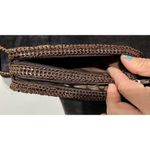 Crochet Multicolor Wooden Women’s Wallet Wristlet Barrel Shaped Zip Structured Brown Photo 4