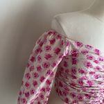 ZARA  Floral Off-Shoulder Ruched Top Womens Sz Medium Pink Crop Corset Coquette Photo 1