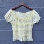 Rare Vintage Yellow Lace Off The Shoulder Coquette Baby Doll Bow Body Line Top Size L Photo 0