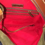 Dooney & Bourke DOONEY BOURKE Olive Green Suede Hobo Bag Adjustable Brown Leather Shoulder Strap Photo 6